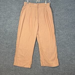 Abercrombie & Fitch Pants Womens Medium‎ Tan Linen Blend Wide Leg Cropped